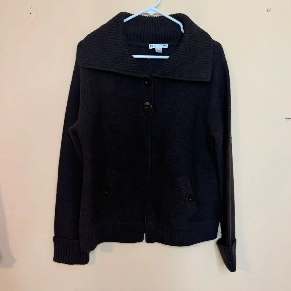 Pendleton petites women’s Brown cardigan size medium merino wool